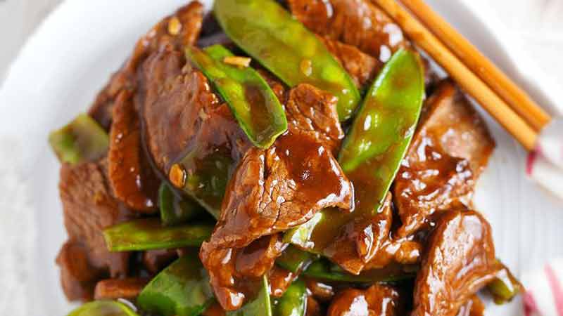 25 Minute beef and snow pea stir fry