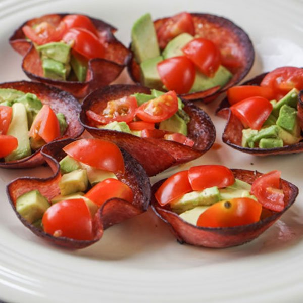 Salami Bites with Tomatoes and Avocado
